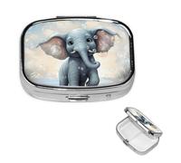 Pill Box Small Pill Case 2 Compartment Cute Medicine Organizer Cute Elephant Play Bubbles Travel Pillbox Portable Pill Container Holder Vitamin Organizer to Hold Fish Oils Supplements
