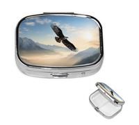 Pill Box Small Pill Case 2 Compartment Cute Medicine Organizer Eagle Mountains Travel Pillbox Portable Pill Container Holder Vitamin Organizer to Hold Fish Oils Supplements