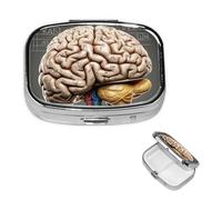 Pill Box Small Pill Case 2 Compartment Cute Medicine Organizer Human Brain Travel Pillbox Portable Pill Container Holder Vitamin Organizer to Hold Fish Oils Supplements