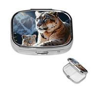 Pill Box Small Pill Case 2 Compartment Cute Medicine Organizer Mountain Lions Travel Pillbox Portable Pill Container Holder Vitamin Organizer to Hold Fish Oils Supplements