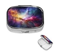 Pill Box Small Pill Case 2 Compartment Cute Medicine Organizer Nebula and Galaxy in The Universe Travel Pillbox Portable Pill Container Holder Vitamin Organizer to Hold Fish Oils Supplements
