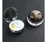 Pill Box Small Pill Case 3 Compartment Cute Medicine Organizer Bald Eagle American Flag Travel Pillbox Portable Pill Container Holder Vitamin Organizer to Hold Fish Oils Supplements