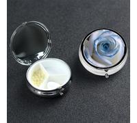 Pill Box Small Pill Case 3 Compartment Cute Medicine Organizer Blue and White Rose Travel Pillbox Portable Pill Container Holder Vitamin Organizer to Hold Fish Oils Supplements