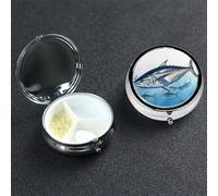 Pill Box Small Pill Case 3 Compartment Cute Medicine Organizer Bluefin Tuna Thunnus Travel Pillbox Portable Pill Container Holder Vitamin Organizer to Hold Fish Oils Supplements
