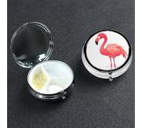 Pill Box Small Pill Case 3 Compartment Cute Medicine Organizer Cartoon Flamingo Travel Pillbox Portable Pill Container Holder Vitamin Organizer to Hold Fish Oils Supplements