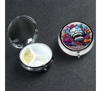 Pill Box Small Pill Case 3 Compartment Cute Medicine Organizer Colorful Graffiti Travel Pillbox Portable Pill Container Holder Vitamin Organizer to Hold Fish Oils Supplements
