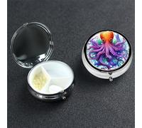 Pill Box Small Pill Case 3 Compartment Cute Medicine Organizer Colorful Octopus Travel Pillbox Portable Pill Container Holder Vitamin Organizer to Hold Fish Oils Supplements