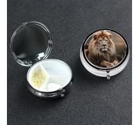 Pill Box Small Pill Case 3 Compartment Cute Medicine Organizer Creative Animals Lion Travel Pillbox Portable Pill Container Holder Vitamin Organizer to Hold Fish Oils Supplements
