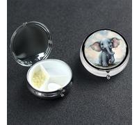 Pill Box Small Pill Case 3 Compartment Cute Medicine Organizer Cute Elephant Play Bubbles Travel Pillbox Portable Pill Container Holder Vitamin Organizer to Hold Fish Oils Supplements