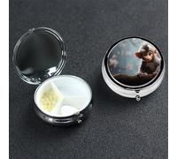 Pill Box Small Pill Case 3 Compartment Cute Medicine Organizer Cute Monkey Travel Pillbox Portable Pill Container Holder Vitamin Organizer to Hold Fish Oils Supplements