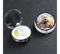 Pill Box Small Pill Case 3 Compartment Cute Medicine Organizer Cute Polar Bear Animals Travel Pillbox Portable Pill Container Holder Vitamin Organizer to Hold Fish Oils Supplements