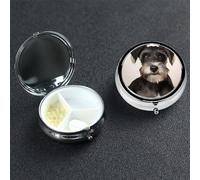 Pill Box Small Pill Case 3 Compartment Cute Medicine Organizer Cute Schnauzer Travel Pillbox Portable Pill Container Holder Vitamin Organizer to Hold Fish Oils Supplements