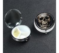 Pill Box Small Pill Case 3 Compartment Cute Medicine Organizer Death Skull Travel Pillbox Portable Pill Container Holder Vitamin Organizer to Hold Fish Oils Supplements