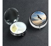 Pill Box Small Pill Case 3 Compartment Cute Medicine Organizer Eagle Mountains Travel Pillbox Portable Pill Container Holder Vitamin Organizer to Hold Fish Oils Supplements
