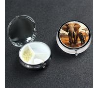 Pill Box Small Pill Case 3 Compartment Cute Medicine Organizer Elephant Family Travel Pillbox Portable Pill Container Holder Vitamin Organizer to Hold Fish Oils Supplements