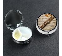 Pill Box Small Pill Case 3 Compartment Cute Medicine Organizer Flute Music Travel Pillbox Portable Pill Container Holder Vitamin Organizer to Hold Fish Oils Supplements