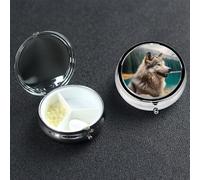 Pill Box Small Pill Case 3 Compartment Cute Medicine Organizer Fun Animal Wolf Travel Pillbox Portable Pill Container Holder Vitamin Organizer to Hold Fish Oils Supplements