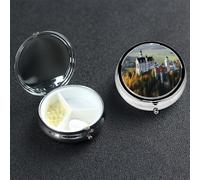 Pill Box Small Pill Case 3 Compartment Cute Medicine Organizer Germany Neuschwanstein Castle Travel Pillbox Portable Pill Container Holder Vitamin Organizer to Hold Fish Oils Supplements