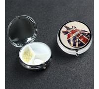 Pill Box Small Pill Case 3 Compartment Cute Medicine Organizer Guitar British Flag Travel Pillbox Portable Pill Container Holder Vitamin Organizer to Hold Fish Oils Supplements