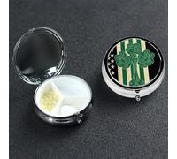 Pill Box Small Pill Case 3 Compartment Cute Medicine Organizer Irish American Flag Travel Pillbox Portable Pill Container Holder Vitamin Organizer to Hold Fish Oils Supplements