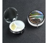 Pill Box Small Pill Case 3 Compartment Cute Medicine Organizer Kauai Hawaii Seashore Travel Pillbox Portable Pill Container Holder Vitamin Organizer to Hold Fish Oils Supplements