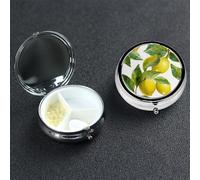 Pill Box Small Pill Case 3 Compartment Cute Medicine Organizer Lemon Branch Leaves Travel Pillbox Portable Pill Container Holder Vitamin Organizer to Hold Fish Oils Supplements