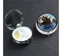 Pill Box Small Pill Case 3 Compartment Cute Medicine Organizer Lovely Sea Otter Travel Pillbox Portable Pill Container Holder Vitamin Organizer to Hold Fish Oils Supplements