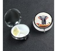 Pill Box Small Pill Case 3 Compartment Cute Medicine Organizer Lucky Elephant Travel Pillbox Portable Pill Container Holder Vitamin Organizer to Hold Fish Oils Supplements