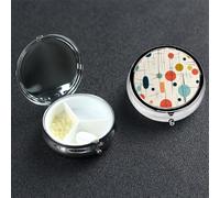 Pill Box Small Pill Case 3 Compartment Cute Medicine Organizer Modern Mid Century Travel Pillbox Portable Pill Container Holder Vitamin Organizer to Hold Fish Oils Supplements