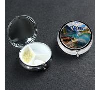 Pill Box Small Pill Case 3 Compartment Cute Medicine Organizer Moraine Lake Canoes Travel Pillbox Portable Pill Container Holder Vitamin Organizer to Hold Fish Oils Supplements