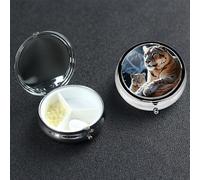 Pill Box Small Pill Case 3 Compartment Cute Medicine Organizer Mountain Lions Travel Pillbox Portable Pill Container Holder Vitamin Organizer to Hold Fish Oils Supplements