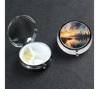Pill Box Small Pill Case 3 Compartment Cute Medicine Organizer New York in The Sunset Travel Pillbox Portable Pill Container Holder Vitamin Organizer to Hold Fish Oils Supplements