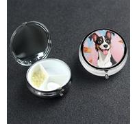 Pill Box Small Pill Case 3 Compartment Cute Medicine Organizer Rat Terrier Dog Travel Pillbox Portable Pill Container Holder Vitamin Organizer to Hold Fish Oils Supplements