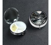 Pill Box Small Pill Case 3 Compartment Cute Medicine Organizer River and Gray Rocks Travel Pillbox Portable Pill Container Holder Vitamin Organizer to Hold Fish Oils Supplements
