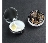 Pill Box Small Pill Case 3 Compartment Cute Medicine Organizer Siberian Tiger Cubs Travel Pillbox Portable Pill Container Holder Vitamin Organizer to Hold Fish Oils Supplements