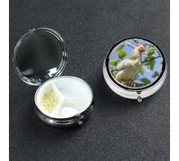 Pill Box Small Pill Case 3 Compartment Metal Pill Holder for Purse or Pocket Travel Pillbox Portable Pill Container Chicken on a Branch Medicine Organizer for Vitamins Fish Oil