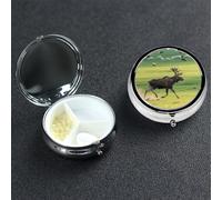 Pill Box Small Pill Case 3 Compartment Metal Pill Holder for Purse or Pocket Travel Pillbox Portable Pill Container Moose Medicine Organizer for Vitamins Fish Oil