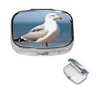 Pill Box Small Pill Case for Pocket and Purse Portable Pill Organizer Cute Medicine Organizer Cute Seagull Organizer Travel Pill Box for Supplements