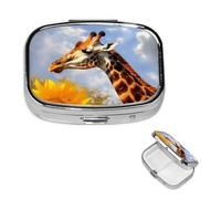 Pill Box Small Pill Case for Pocket and Purse Portable Pill Organizer Cute Medicine Organizer Giraffe Sunflower Travel Pill Box for Vitamin Supplements