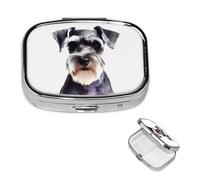 Pill Box Small Pill Case for Pocket & Purse Pill Organizer Portable Pill Container Cute Medicine Organizer Well-Behaved Schnauzer Travel Pillbox for Vitamin Fish Oil Supplements