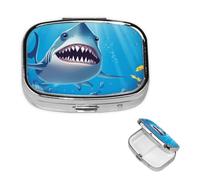 Pill Box Small Pill Case for Pocket & Purse Pill Organizer Portable Pill Container Cute Medicine Organizer Smiling Shark Travel Pillbox for Vitamin Fish Oil Supplements