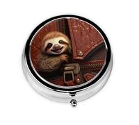 Pill Box Small Pill Case for Pocket & Purse Pill Organizer Portable Pill Container Cute Medicine Organizer Sloth on Zipper Travel Pillbox for Vitamin Fish Oil Supplements