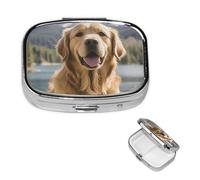 Pill Box Small Pill Case for Pocket & Purse Pill Organizer Portable Pill Container Cute Medicine Organizer Dog Travel Pillbox for Vitamin Fish Oil Supplements