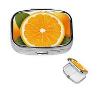 Pill Box Small Pill Case for Pocket & Purse Pill Organizer Portable Pill Container Cute Medicine Organizer Fresh Orange Fruit Travel Pillbox for Vitamin Fish Oil Supplements