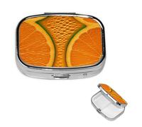 Pill Box Small Pill Case for Pocket & Purse Pill Organizer Portable Pill Container Cute Medicine Organizer Orange Texture Picture Travel Pillbox for Vitamin Fish Oil Supplements
