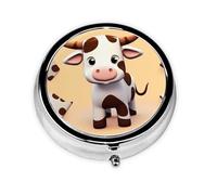 Pill Box Small Pill Case for Pocket & Purse Pill Organizer Portable Pill Container Cute Medicine Organizer Cute Cow Travel Pillbox for Vitamin Fish Oil Supplements