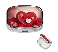 Pill Box Small Pill Case for Pocket & Purse Pill Organizer Portable Pill Container Cute Medicine Organizer Happy Valentine's Day Travel Pillbox for Vitamin Fish Oil Supplements