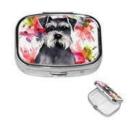 Pill Box Small Pill Case for Pocket & Purse Pill Organizer Portable Pill Container Cute Medicine Organizer Schnauzer Travel Pillbox for Vitamin Fish Oil Supplements