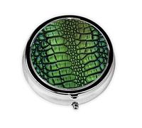 Pill Box Small Pill Case for Pocket & Purse Pill Organizer Portable Pill Container Cute Medicine Organizer Alligator Skin Travel Pillbox for Vitamin Fish Oil Supplements