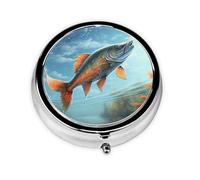 Pill Box Small Pill Case for Pocket & Purse Pill Organizer Portable Pill Container Cute Medicine Organizer Safflower Flying Fish Travel Pillbox for Vitamin Fish Oil Supplements